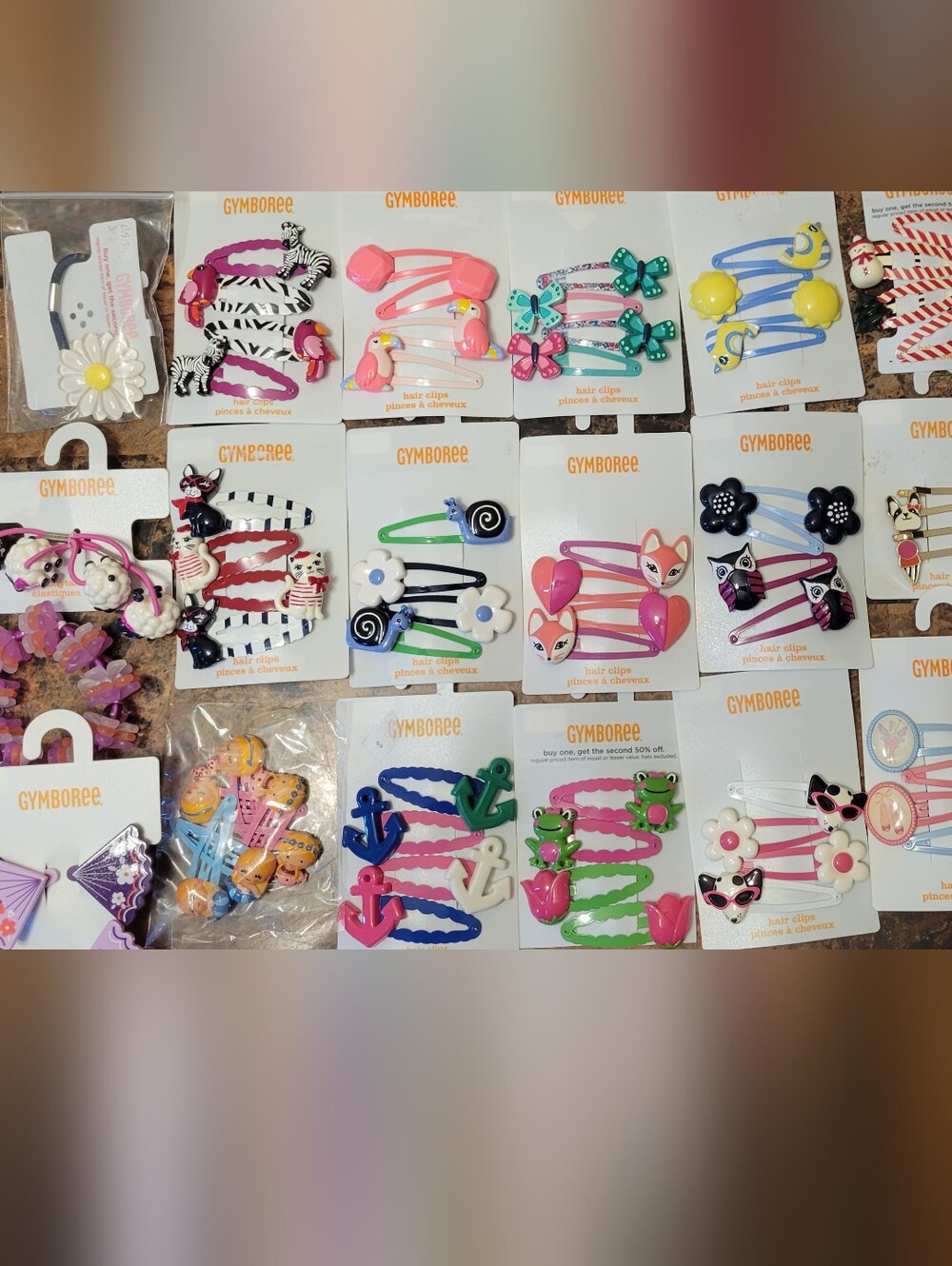 Vintage Gymboree Girls' Assorted Hair Clips Jewelery Frog, Fox,tulip... NWT